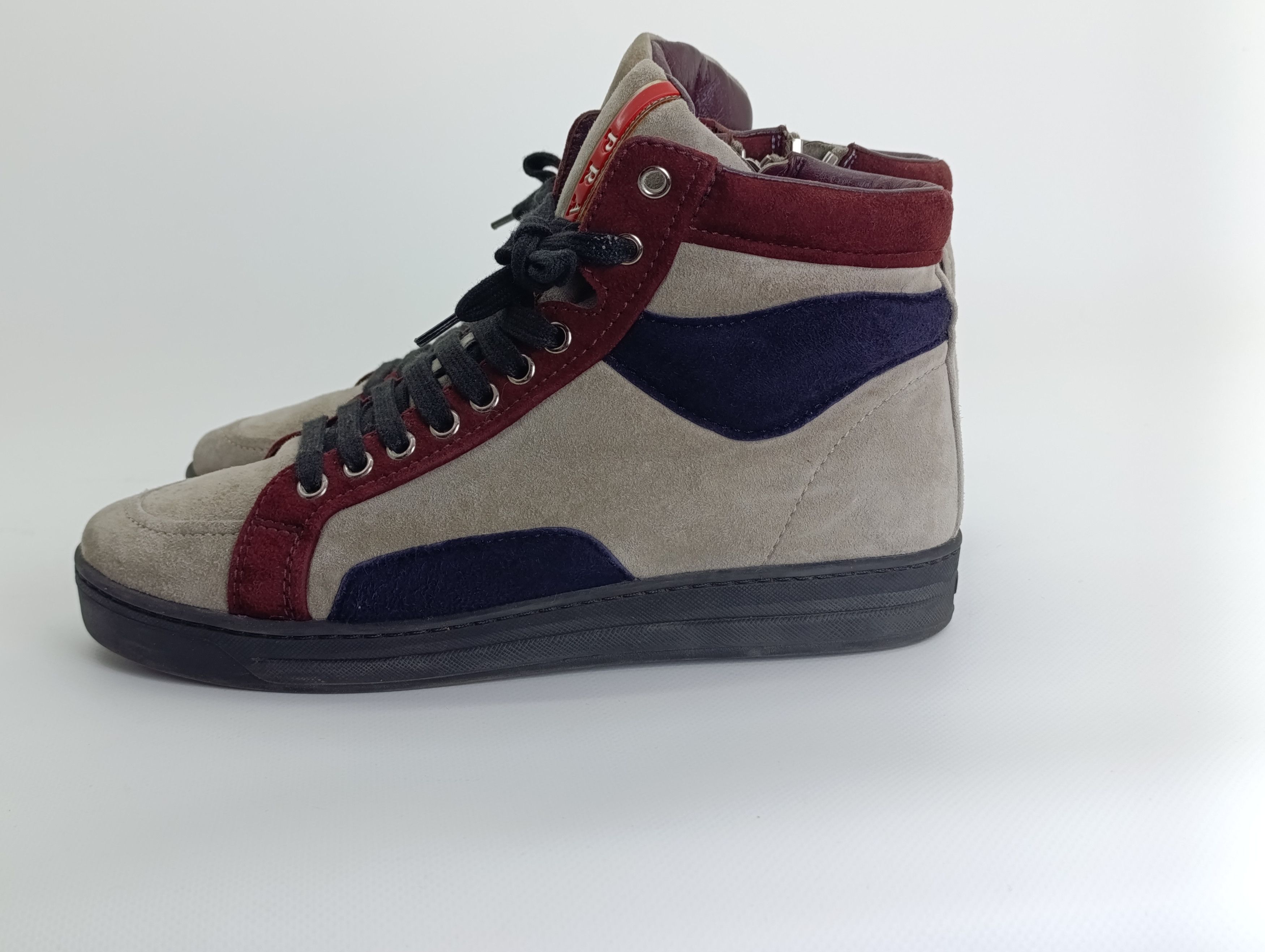 Prada PRADA WOMENS SUEDE ANKLE BOOTS LACE UP HIGH-TOP SNEAKERS Size US 7.5 / IT 37.5 - 6 Thumbnail