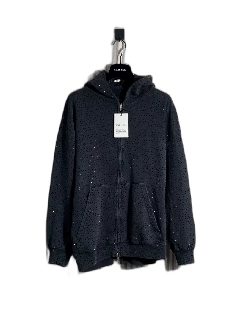 Balenciaga Balenciaga Rhinestone Hooded Zip Jacket Size US S / EU 44-46 / 1 - 1 Thumbnail