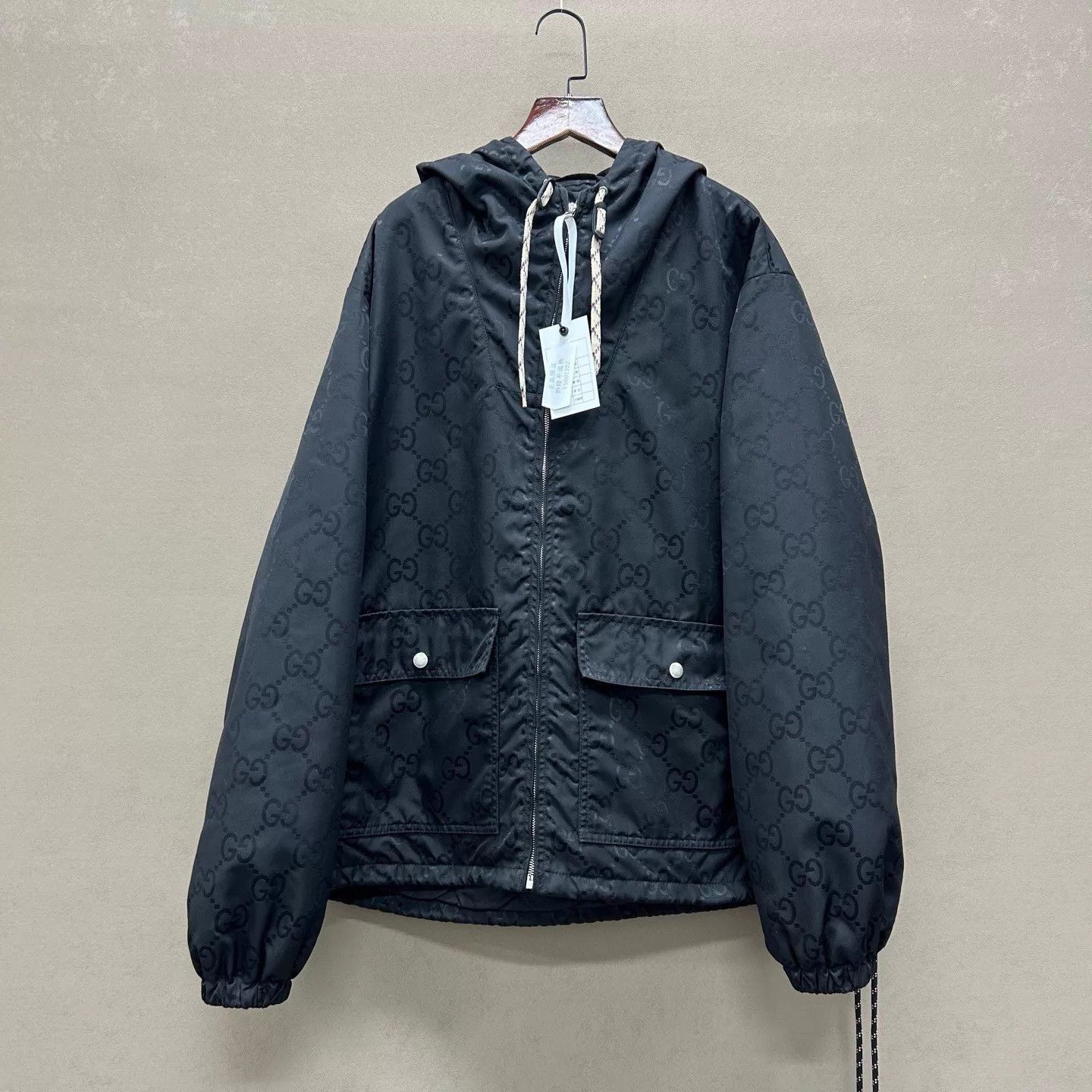 Gucci Black Hooded Patterned Light Jacket Size M Size US M / EU 48-50 / 2 - 1 Thumbnail