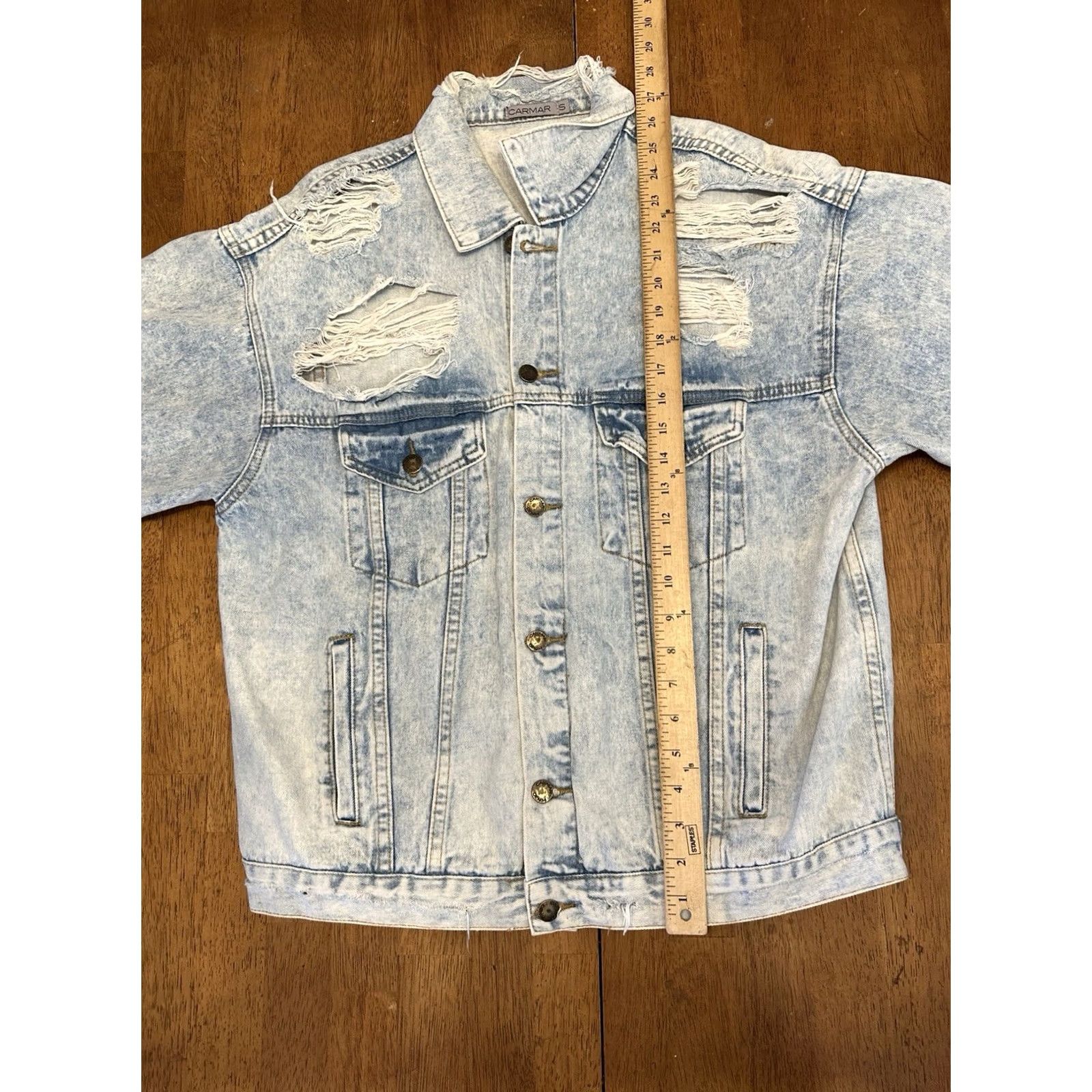 Denime CARMAR Distressed Denim Jacket S Trucker Men Blue Cotton Biker Small Pre-owned Size US S / EU 44-46 / 1 - 8 Thumbnail