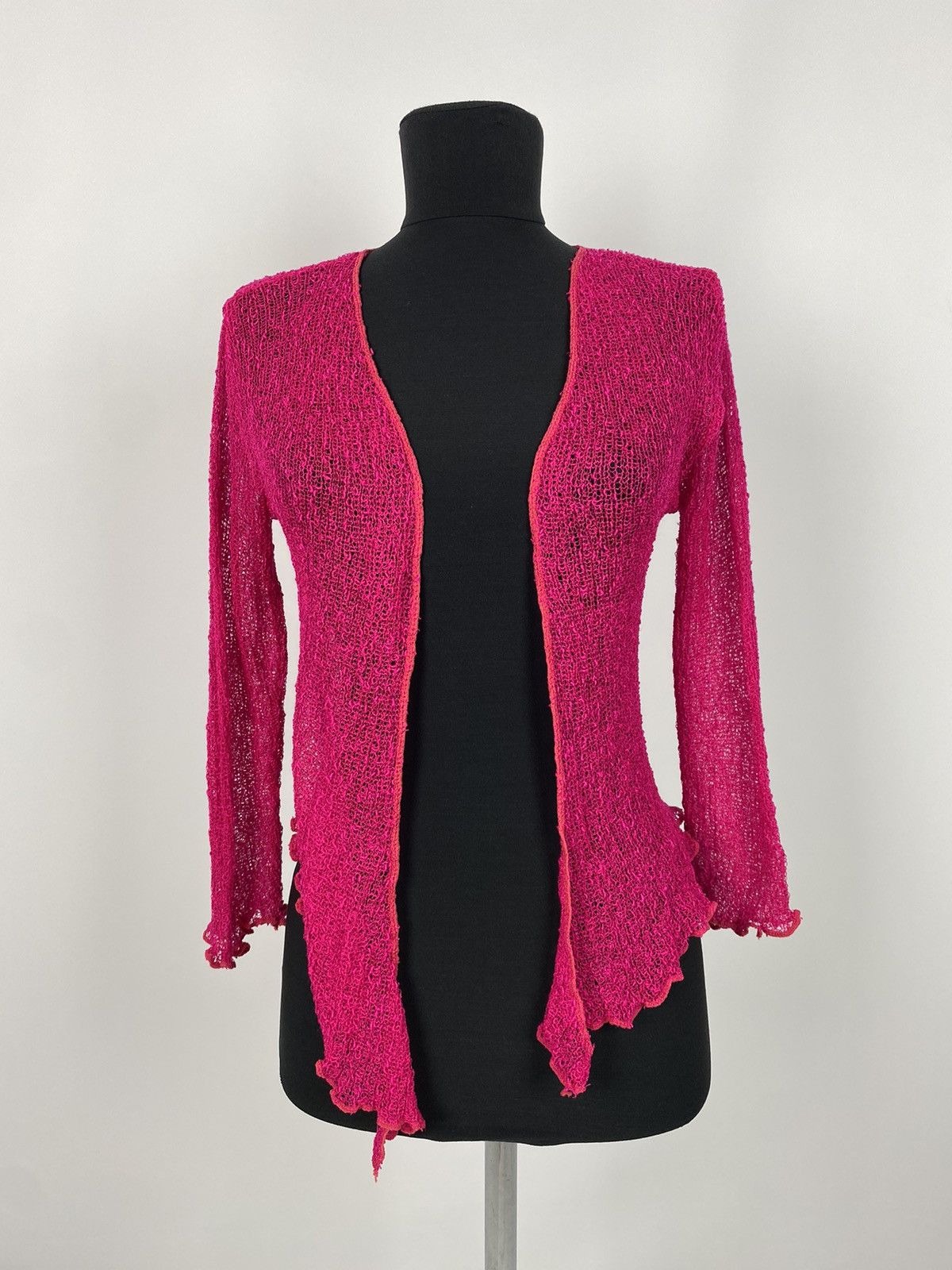 Vintage Y2K Vintage Pink Mesh Knit Wrap Bolero Shrug Top Cardigan Size ONE SIZE - 2 Thumbnail