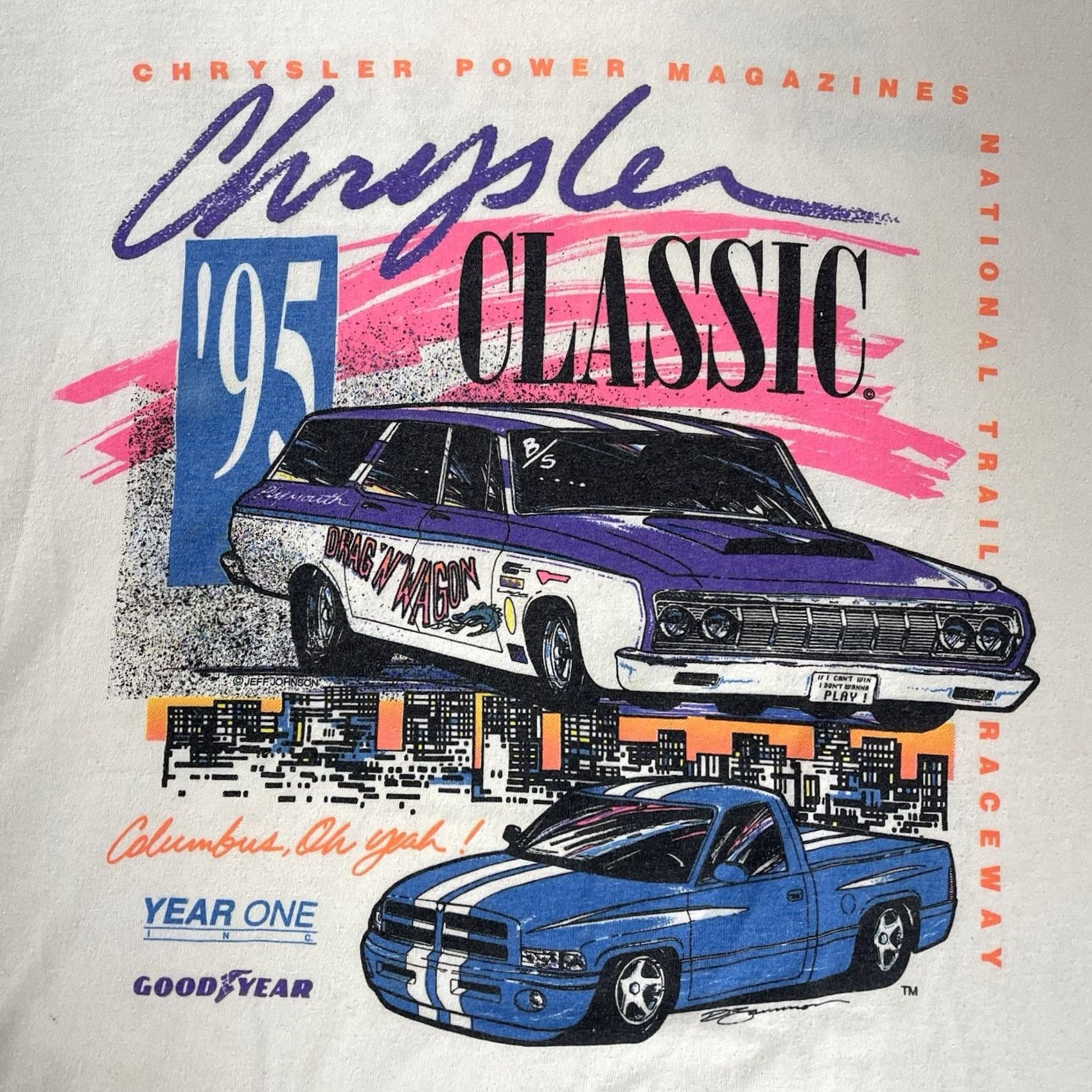 Hanes VINTAGE Hanes T-Shirt Short Sleeve Men L White 1990s Chrysler Classic Graphic MOPAR 90s Shirt Mens Size US L / EU 52-54 / 3 - 7 Thumbnail