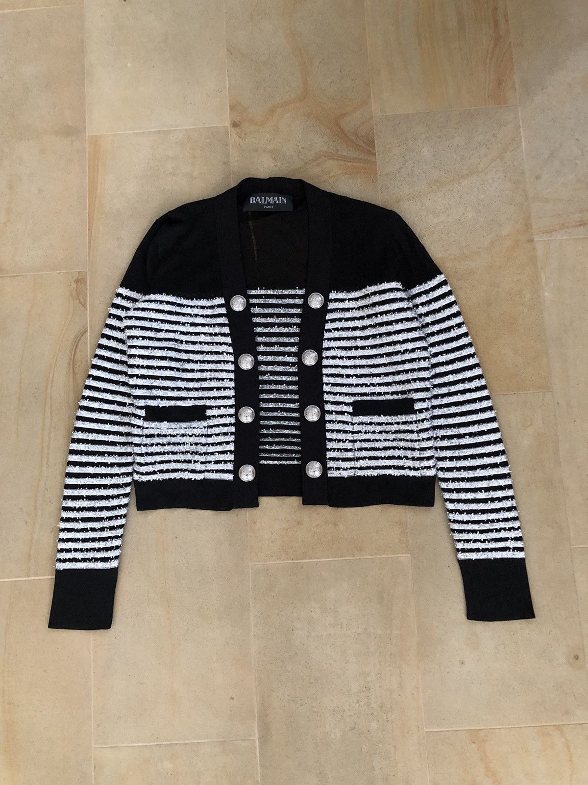 Balmain × Designer BLAMAIN VISCOSE METAL BUTTON CARDIGAN Size XS / US 0-2 / IT 36-38 - 1 Thumbnail