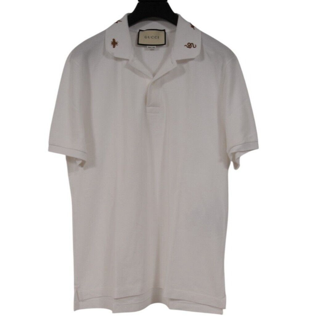 Gucci Embroiderd Butterfly Snake Polo White Size US L / EU 52-54 / 3 - 1 Thumbnail