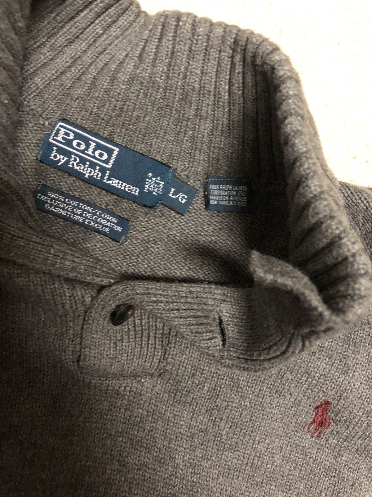 Polo Ralph Lauren × Vintage Polo Ralph Lauren Knit Sweater with shawl Collar Heather Size US L / EU 52-54 / 3 - 3 Thumbnail