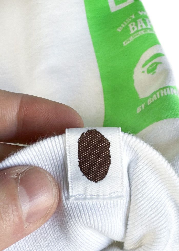 Bape Bape White Sweatshirt with Fluo Green Logo Size US XL / EU 56 / 4 - 7 Thumbnail
