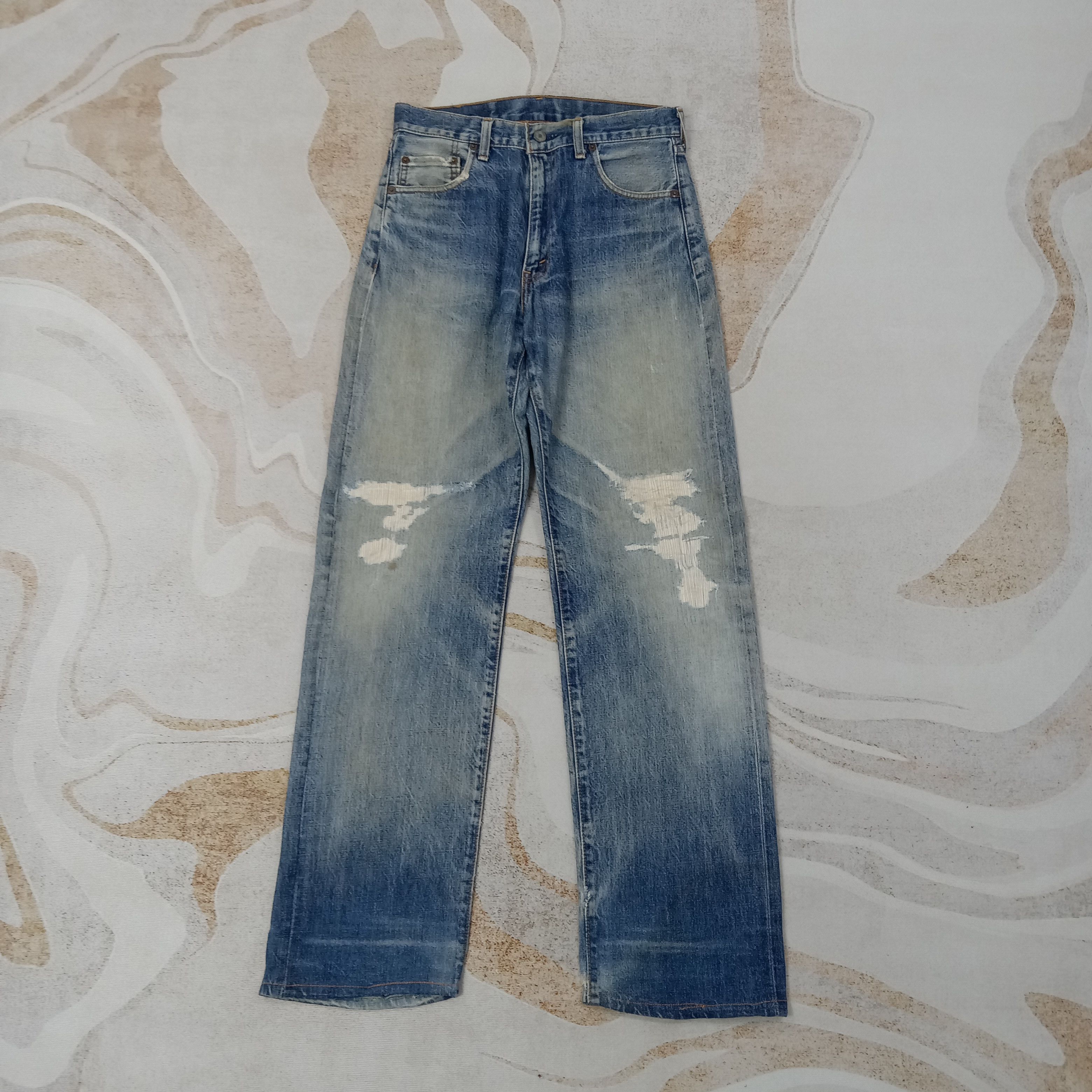 Levi's Levi's 502 Selvedge Distressed Big E Denim Jeans C258N17 Size US 29 - 1 Thumbnail