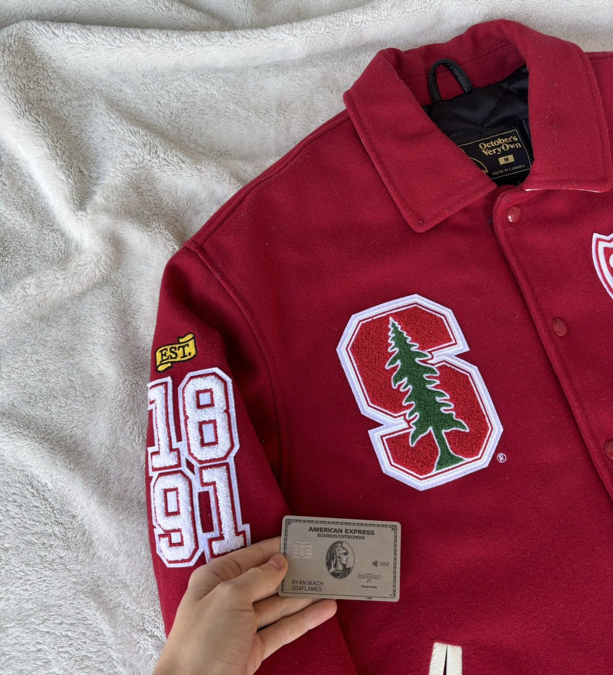 October's Very Own OVO x Stanford University Red Varsity Jacket Size US L / EU 52-54 / 3 - 3 Thumbnail
