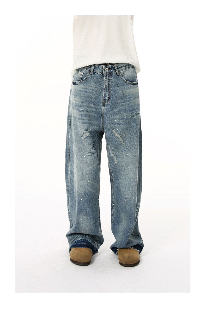 Japanese Brand × Jean Japanese retro whisker wash pattern raw edge scimitar jeans Size US 32 / EU 48 - 3 Thumbnail