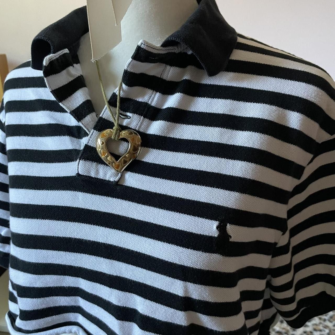 Vintage 90s Cropped Striped Polo Ralph Lauren Top / Polo Shirt Size L / US 10 / IT 46 - 7 Thumbnail