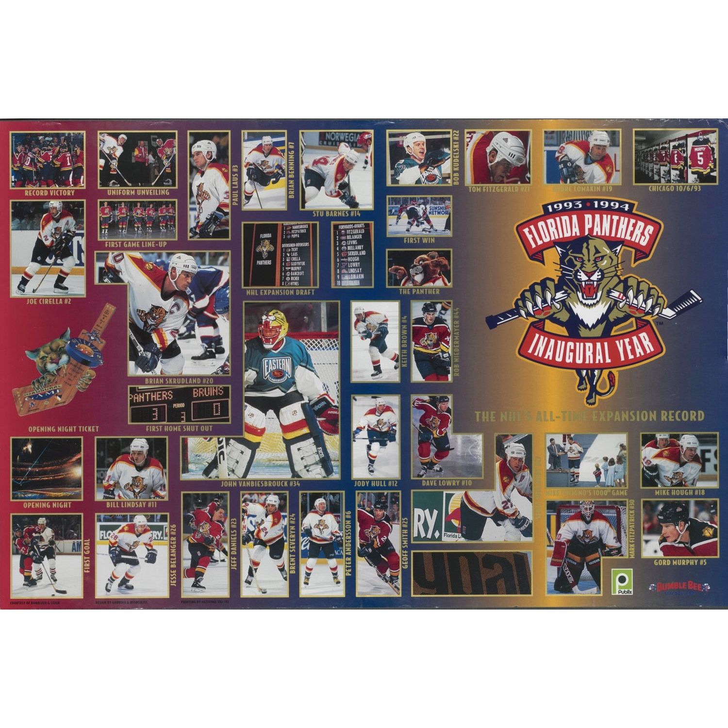 NHL × Starter Florida Panthers CATS 90s tee shirt AOP red NHL hockey vtg Size US XL / EU 56 / 4 - 5 Thumbnail