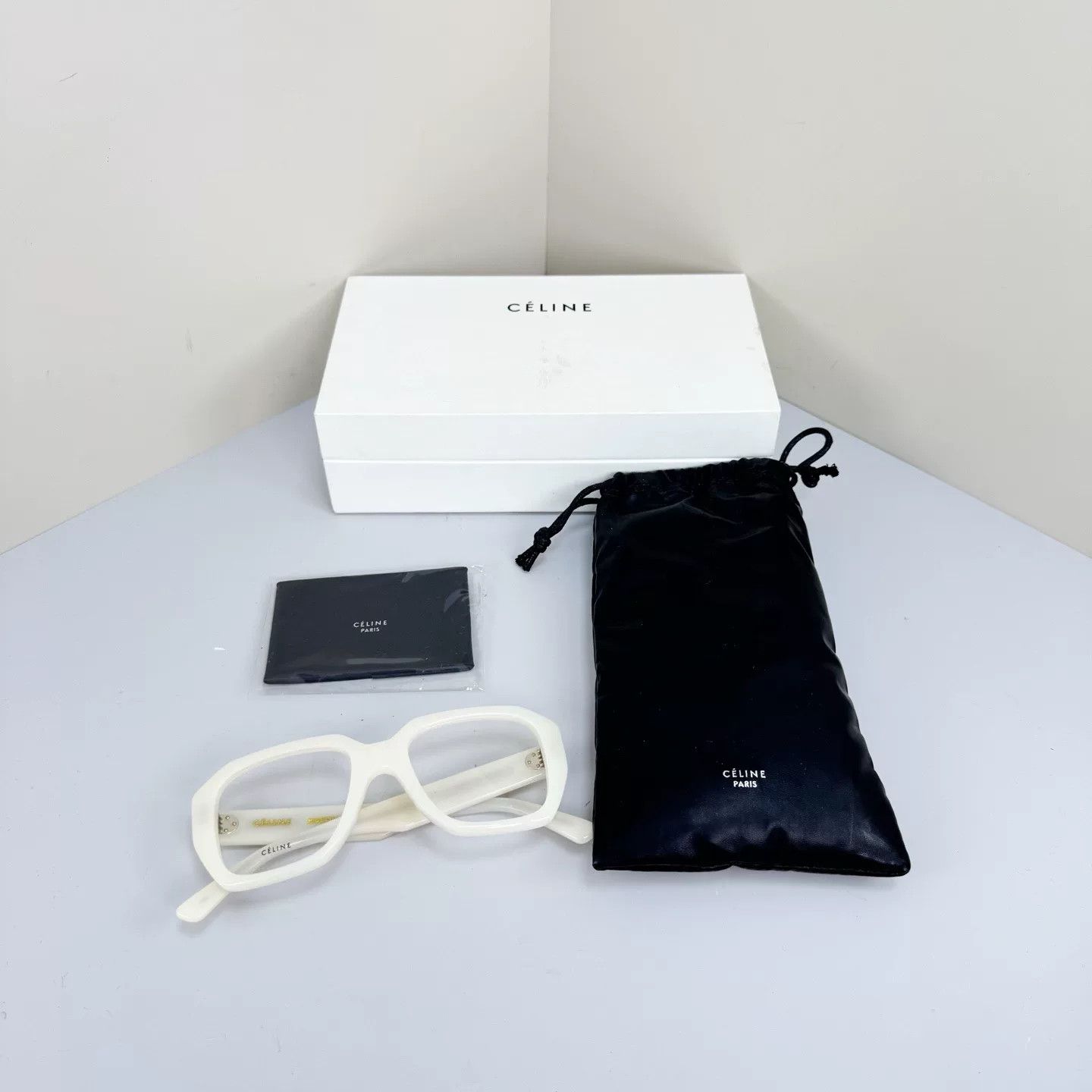 Celine Celine Gold-Lettered White Plain Glasses Size ONE SIZE - 1 Thumbnail