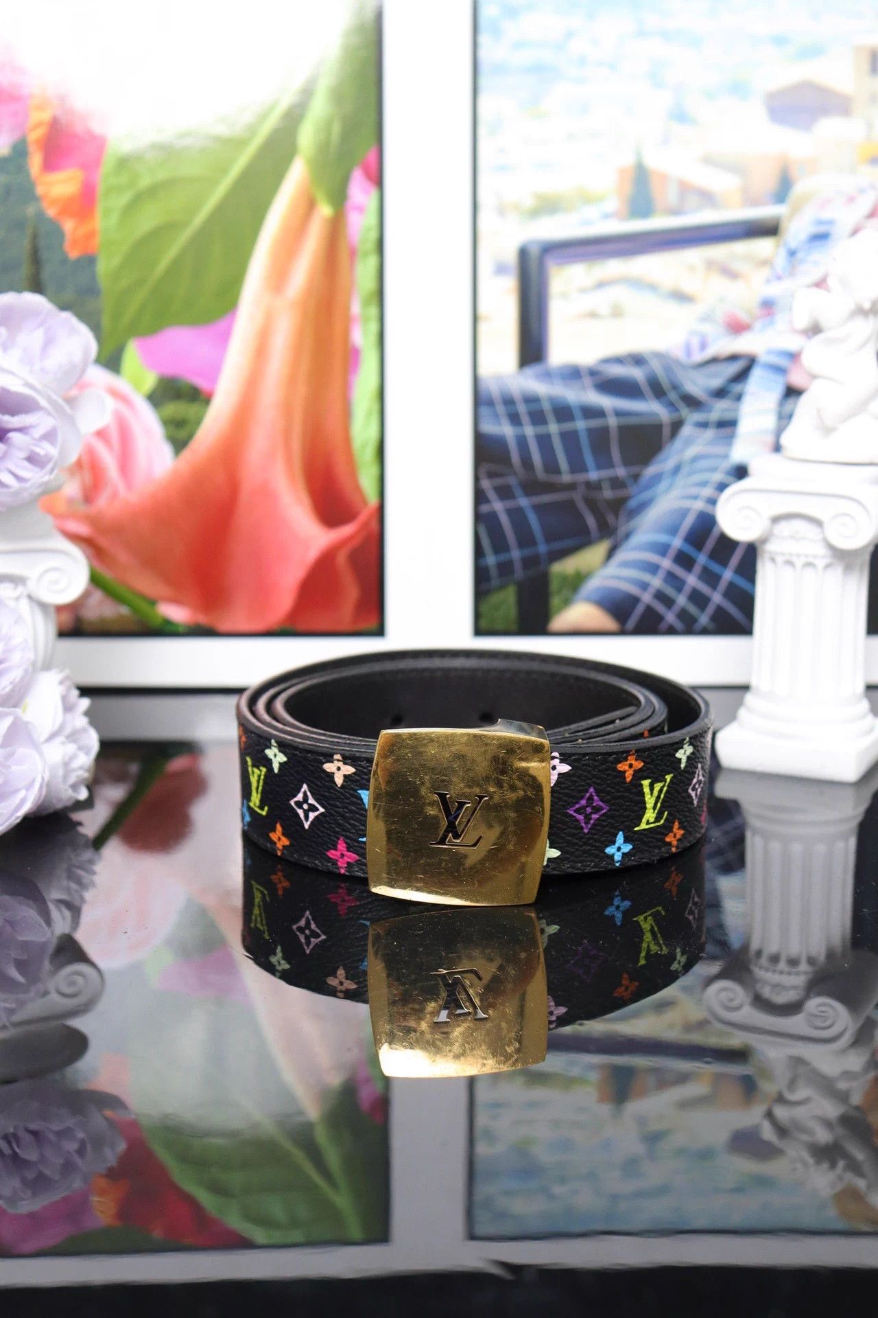 ?% Authentic LOUIS VUITTON murakami multicolor noir belt ll04258_louis_vuitton_murakami  main image 3