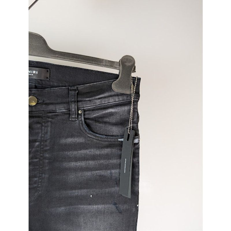Amiri o1rshd1 MA Drip Skinny Denim Jeans in Aged Black Size US 34 / EU 50 - 5 Thumbnail