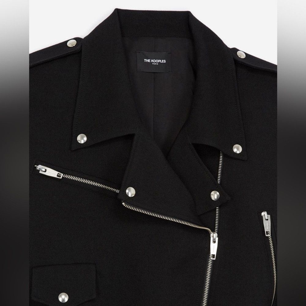 The Kooples THE KOOPLES Cropped Biker-Style Wool Coat Size FR 2 Medium Size M / US 6-8 / IT 42-44 - 2 Thumbnail