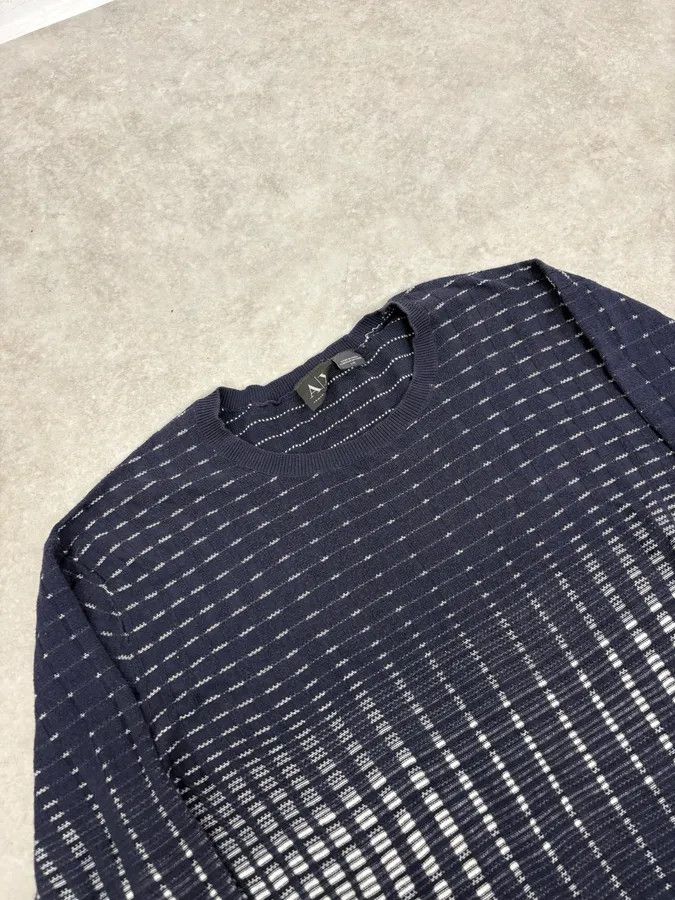 2010s Armani Navy & White Gradient Abstract Light Sweater