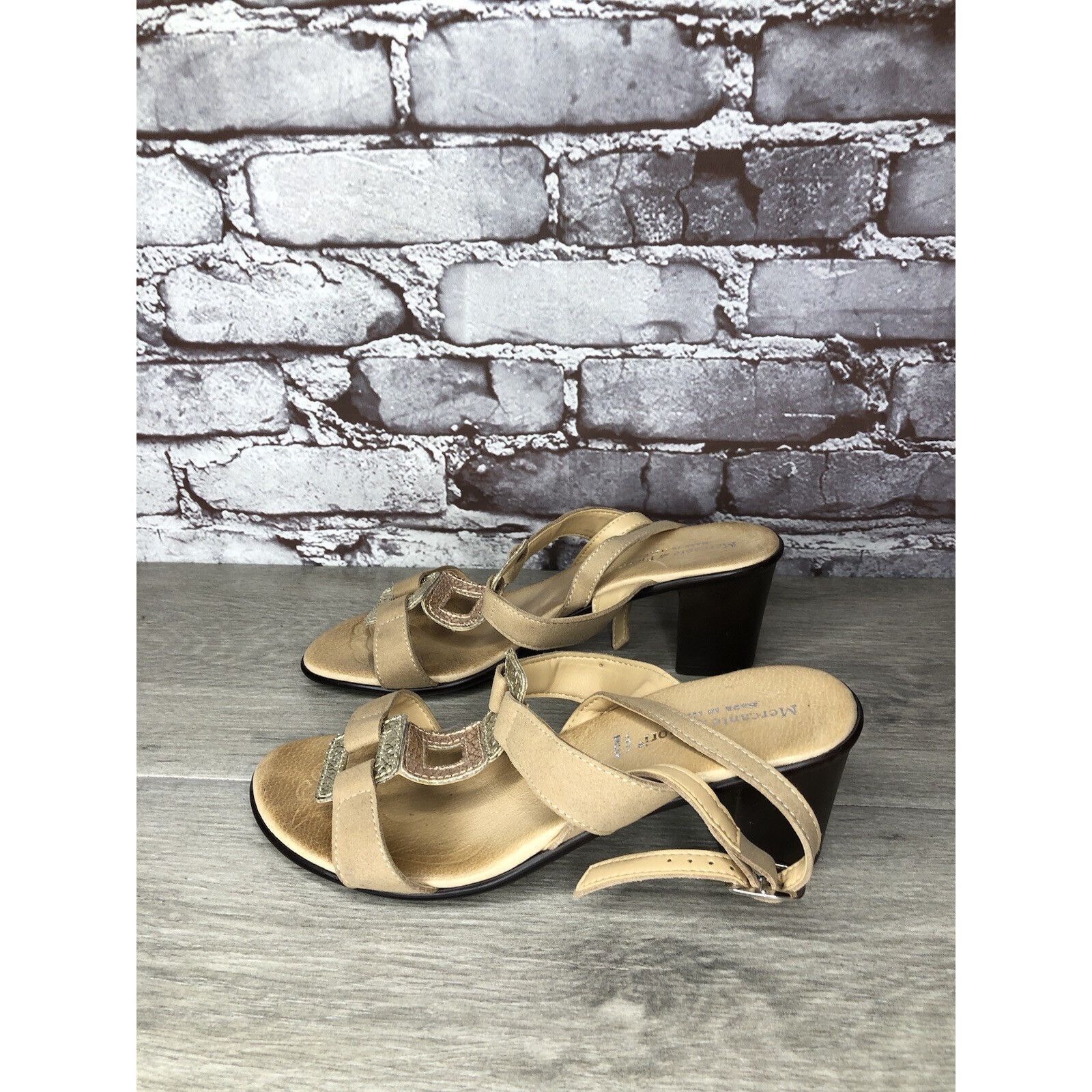 Other Mercante Di Fiori Tan Leather Ankle Strap Heel Sandals Women Size US 7.5 / IT 37.5 - 20 Thumbnail