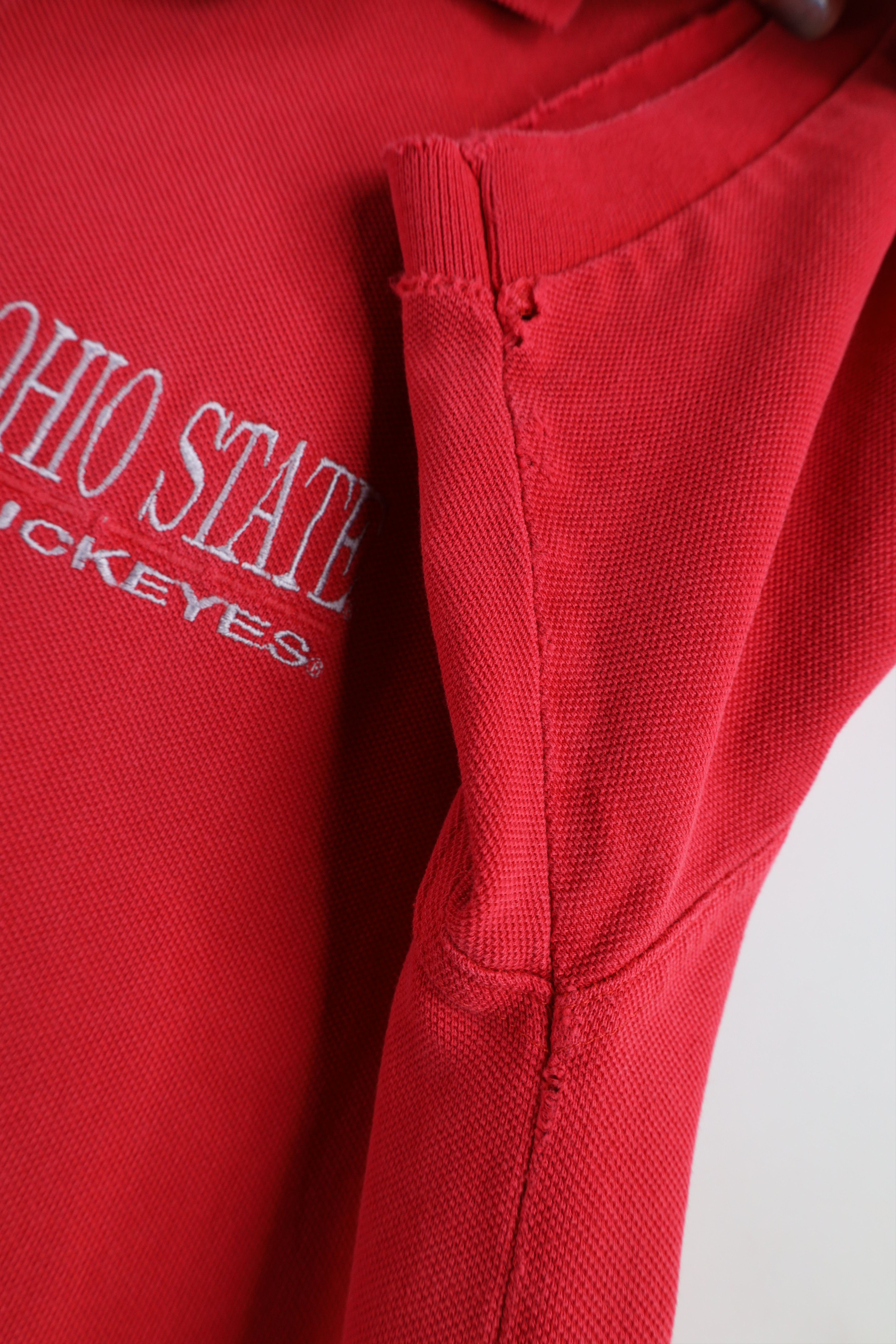 Vintage Vintage 90s Spell Out Ohio State University Polo Shirt Red Size US L / EU 52-54 / 3 - 11 Thumbnail