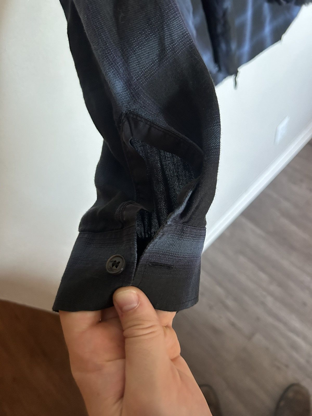 Saint Laurent Paris Saint Laurent Paris Black & Blue Distressed Flannel Size US XS / EU 42 / 0 - 10 Thumbnail