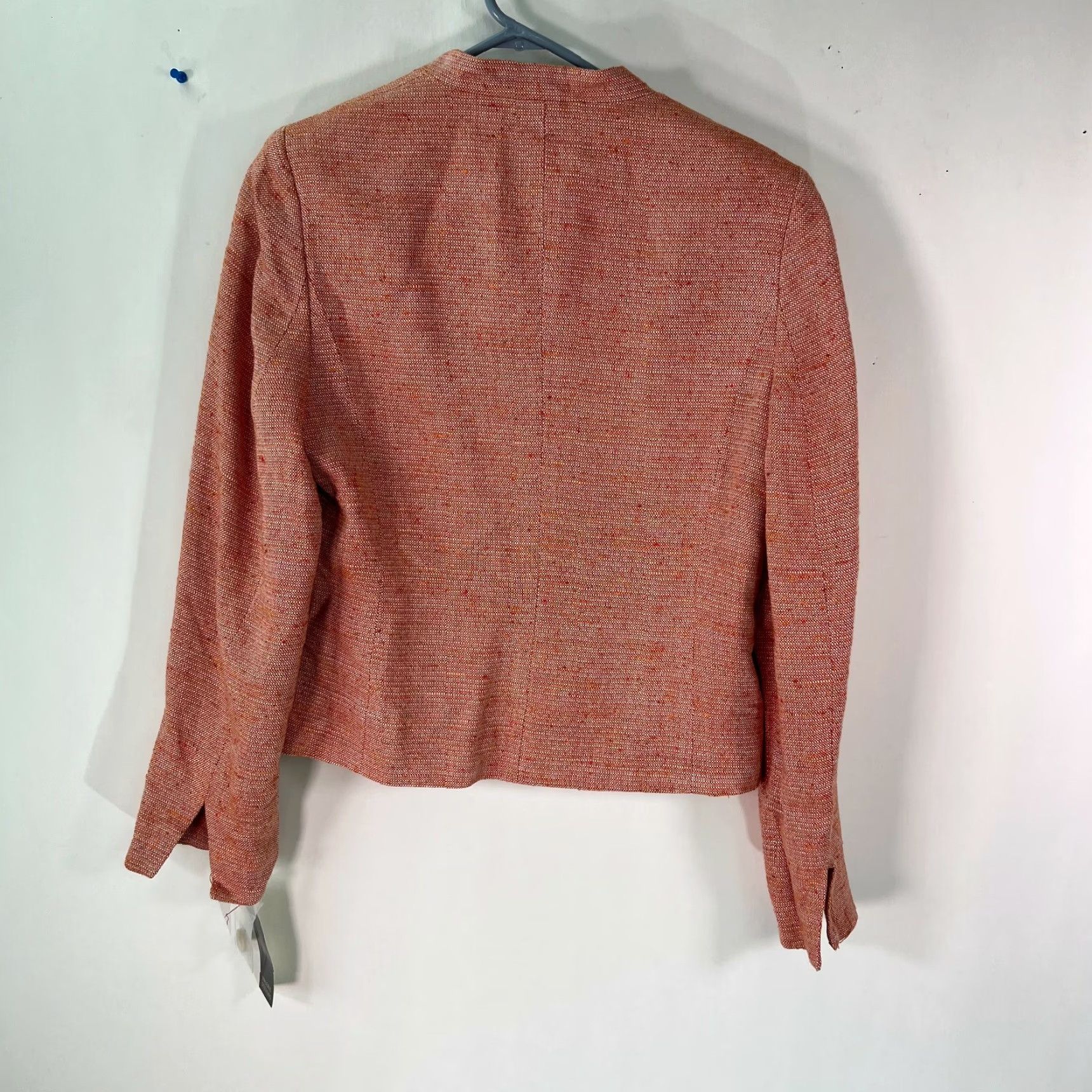 Vintage Valerie Stevens Women's Blazer Orange Lined Pockets Woven Textured Size 6 Size M / US 6-8 / IT 42-44 - 2 Thumbnail