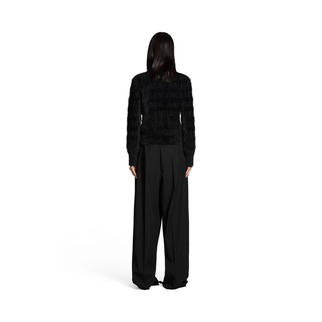 Balenciaga o1srvl11e1025 Bal Horizontal Allover Furry Fitted Sweater Size S / US 4 / IT 40 - 5 Thumbnail