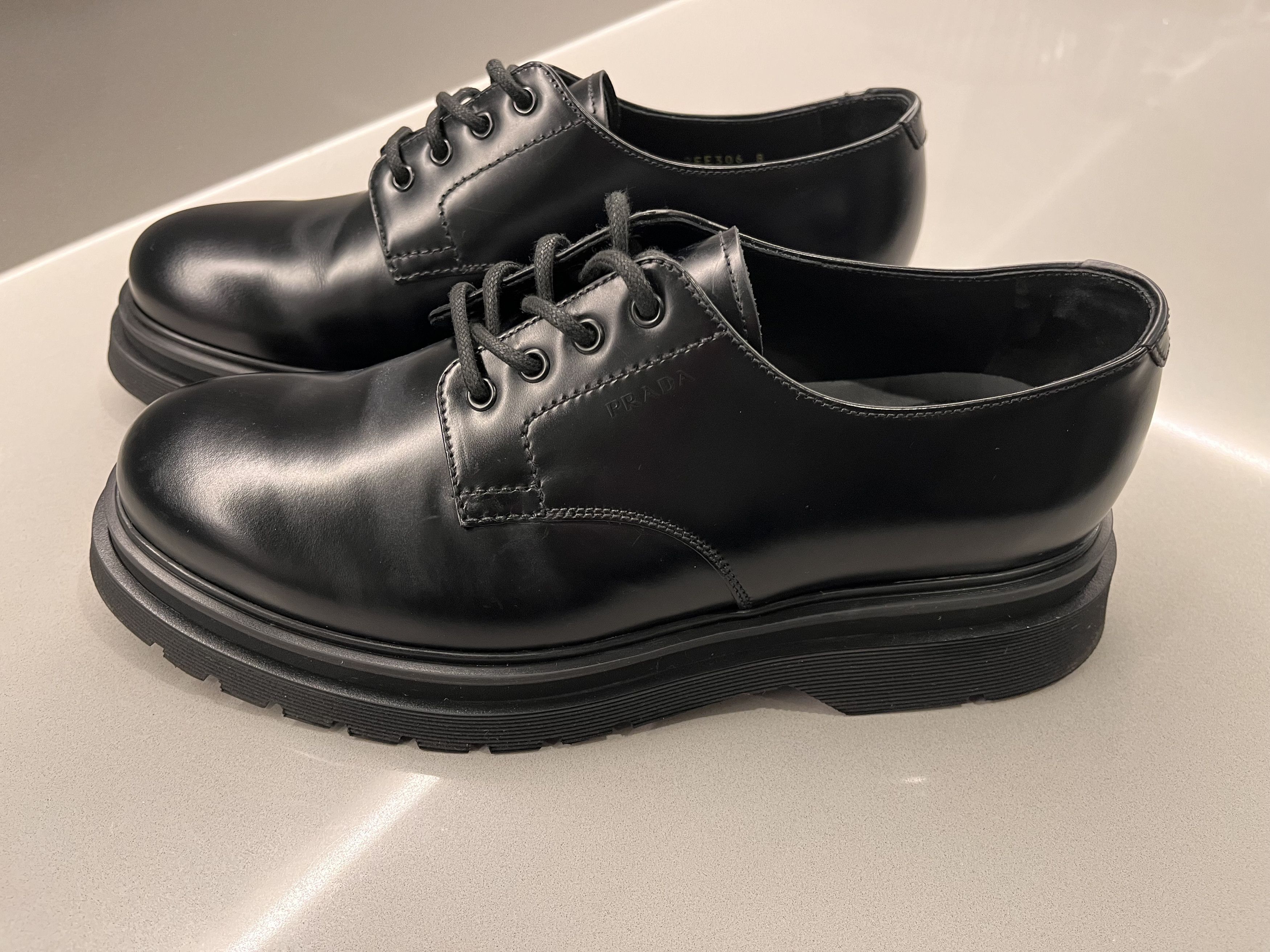 Prada 2EE306 Black Leather Chunky Derby Shoes Size US 9.5 / EU 42-43 - 5 Thumbnail