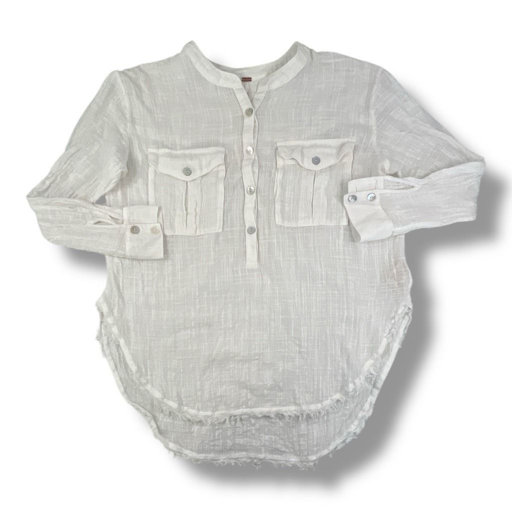 Free People Free People Talk To Me Lightweight Sheer Gauzy Button Down B Size M / US 6-8 / IT 42-44 - 1 Thumbnail