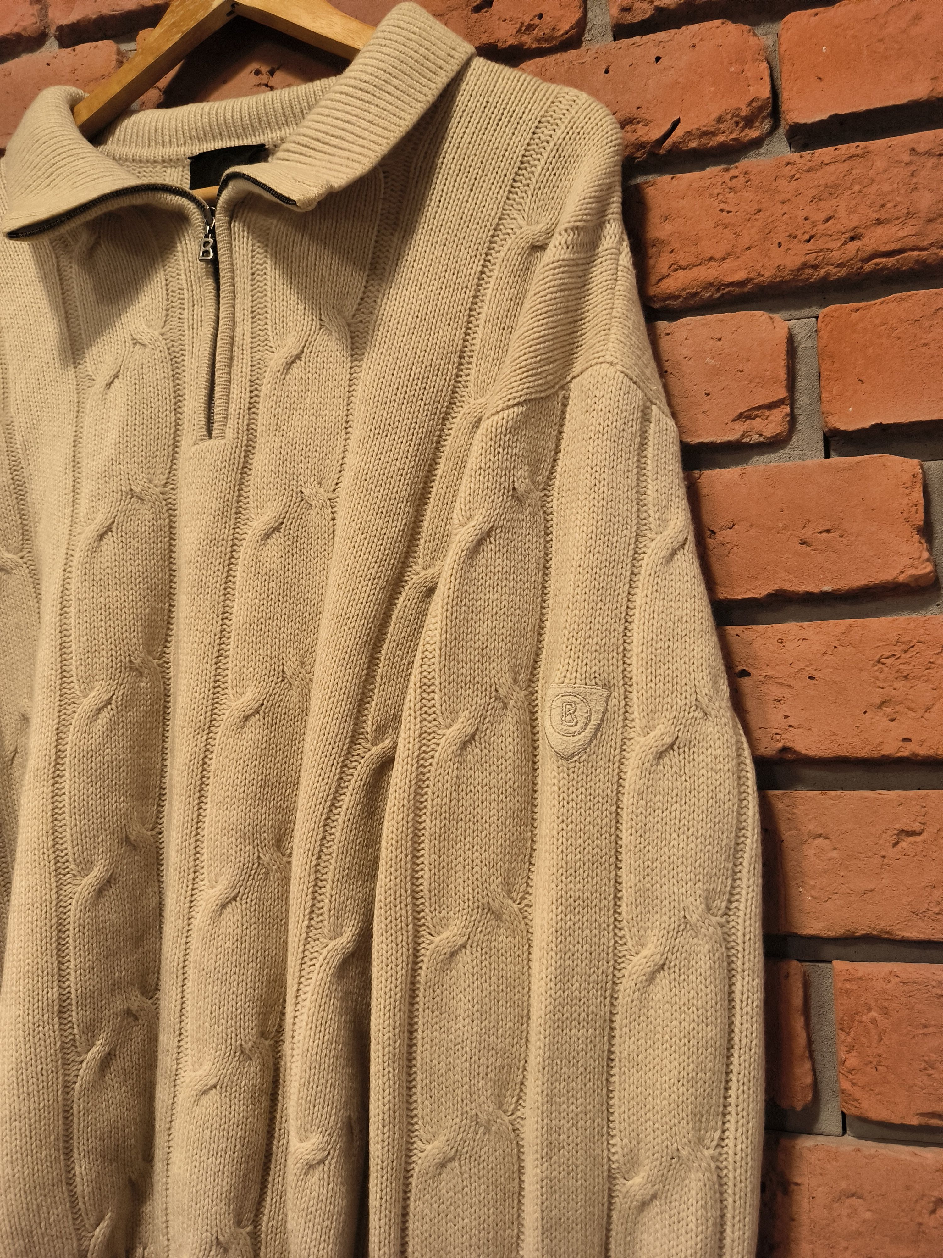 Bogner Bogner Half-zip Knitwear Virgin Wool Logo Beige Sweater Size US L / EU 52-54 / 3 - 2 Thumbnail