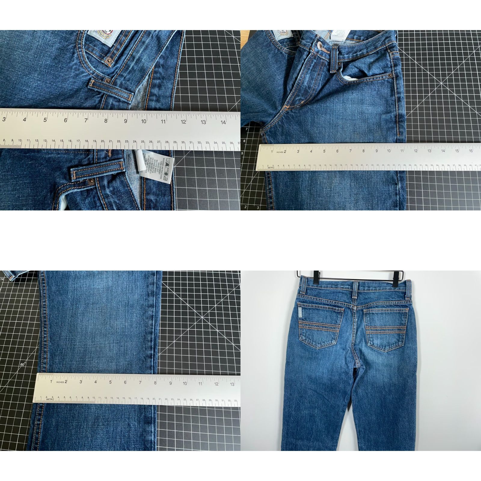 Vintage Cinch Slim Fit Jeans Men's 38 Blue Denim Low Rise 5-Pocket Regular Inseam 34 Retro Grunge Size US 29 - 8 Thumbnail
