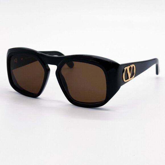 NEW VALENTINO SUNGLASSES VLS-179A BLACK/BROWN GEOMETRIC WOME