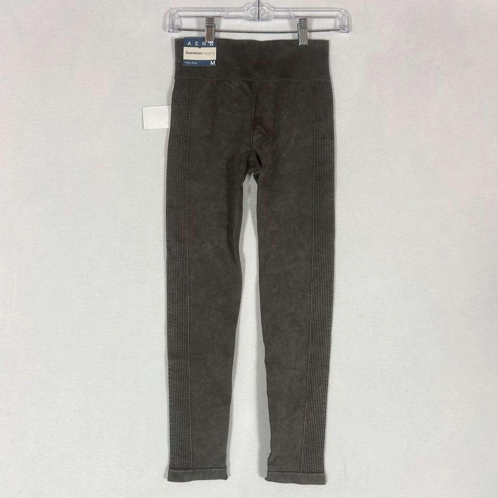 Vintage Aero Leggings Skinny Ankle Seamed High Rise Waist Women's M Olive Green NWT Athletic Gym High Rise Leggings Size 32" / US 10 / IT 46 - 7 Thumbnail