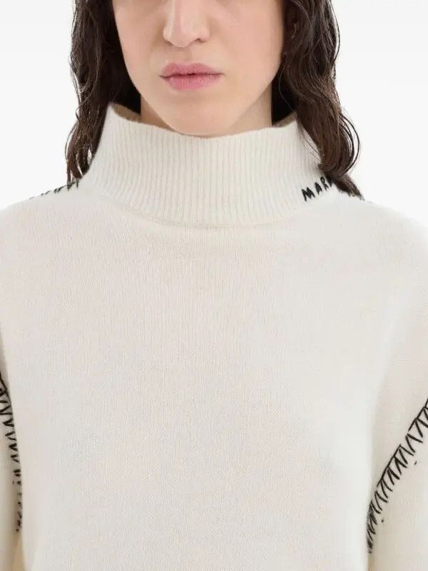 Marni o1w1db11125 Decorative-Stitching Jumper in White Size XL / US 12-14 / IT 48-50 - 4 Thumbnail