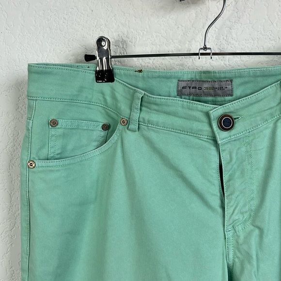 Etro Etro Ponyhair Tag Cotton Mint Branded Leather Straight Leg D Size US 36 / EU 52 - 3 Thumbnail