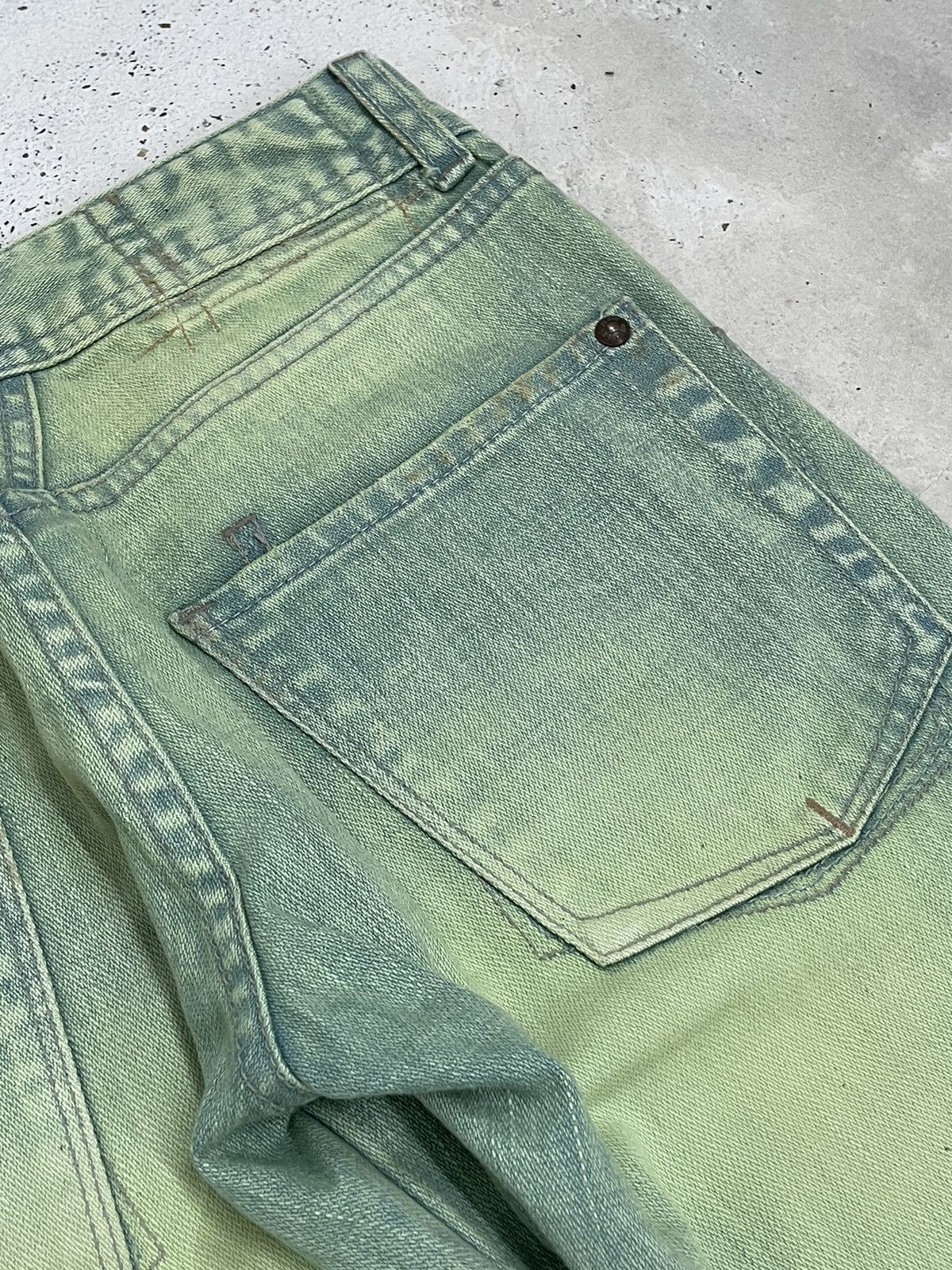 Designer × Marithe + Francois Girbaud Girbaud Green Rust Crazy Wash Flare Denim Size US 28 / EU 44 - 21 Thumbnail