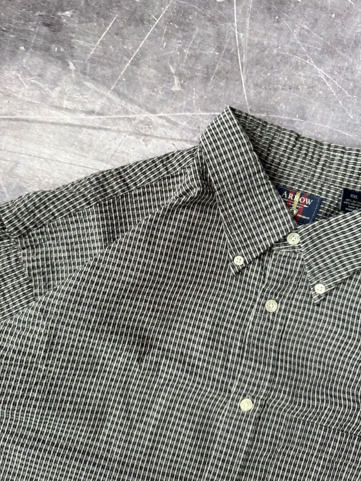 Arrow Vintage Arrow Seersucker Short Sleeve Buttondown Shirt (XXL) Size US XXL / EU 58 / 5 - 3 Thumbnail