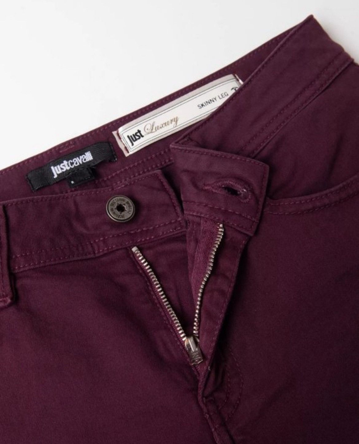 Just Cavalli Burgundy Skinny Jeans – New with Tags | Size 26 Size 26" / US 2 / IT 38 - 4 Thumbnail