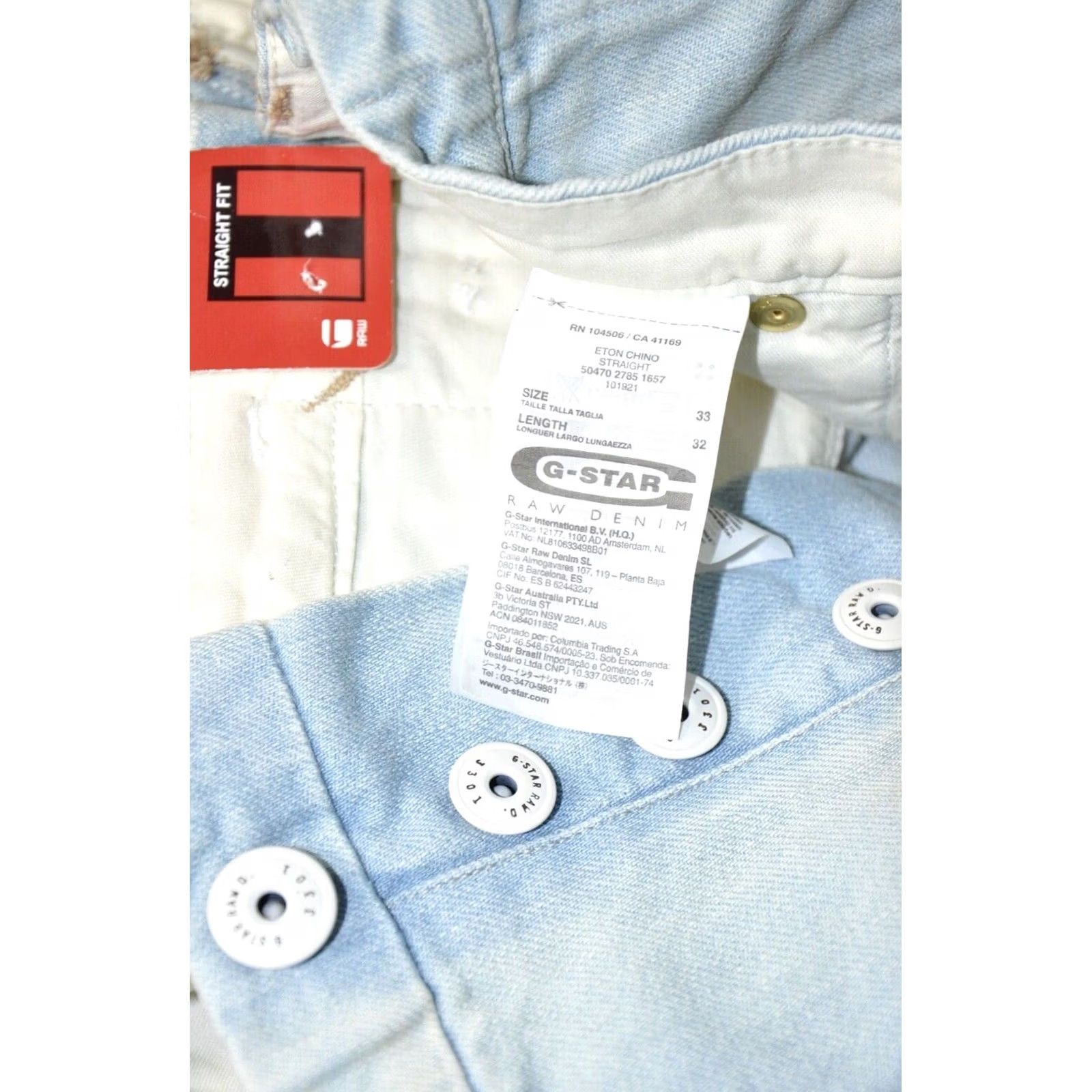 G-Star G-Star Raw Eton Chino Straight Costa Denim Jeans W33 L32 Men Classic 5-Pocket Blue Vintage No N/A Size US 33 - 7 Thumbnail