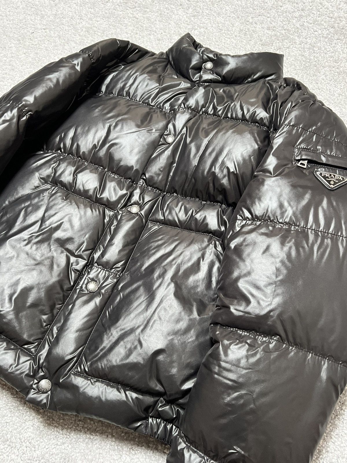 Prada Prada Black Shiny Triangle Logo Down Jacket Size M Size US M / EU 48-50 / 2 - 5 Thumbnail
