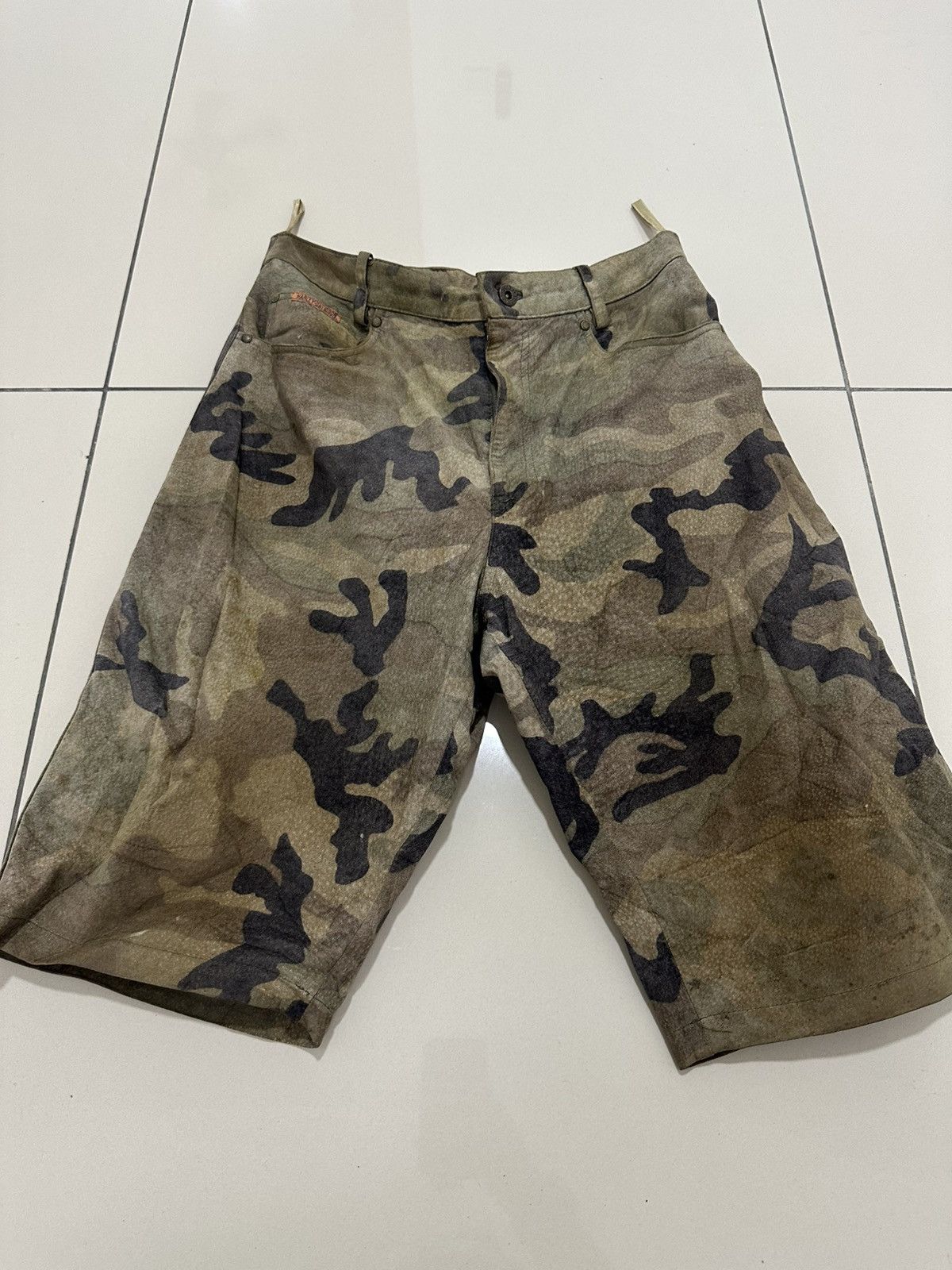 Harley Davidson Vintage Harley Davidson Short Pant Camouflage Leather Design Size US 30 / EU 46 - 3 Thumbnail