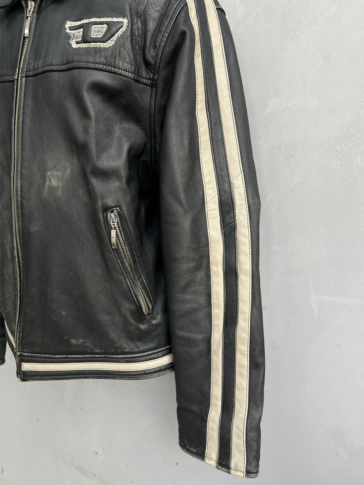 Diesel Diesel archive distressed leather y2k front logo jacket Size US L / EU 52-54 / 3 - 4 Thumbnail