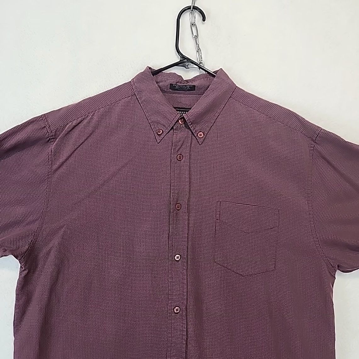 Vintage VINTAGE Industrial Exchange Long Sleeve Men's Button-Up Shirt Burgundy Check Plaid 80s 90s Western Mens Regular L Size 42R - 2 Thumbnail