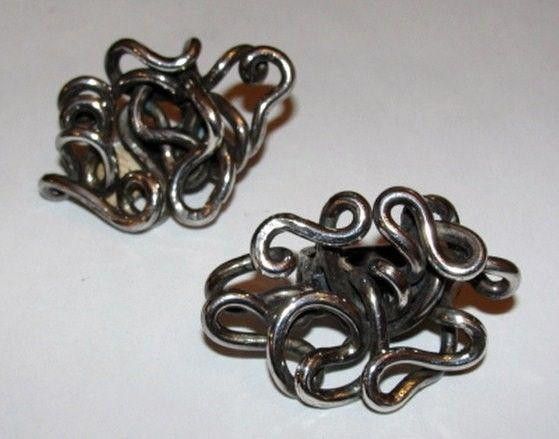 Designer Sterling Silver Scrollwork Wire Earrings Size ONE SIZE - 2 Thumbnail