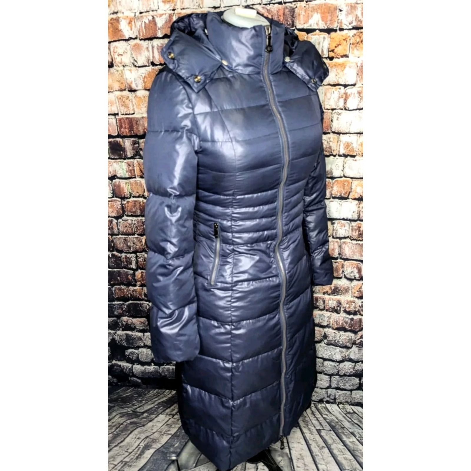 Schott SCHOTT NYC PUFFER JACKET COAT DOWN LONG HOODED WOMENS SMALL BLUE WINTER Size S / US 4 / IT 40 - 3 Thumbnail