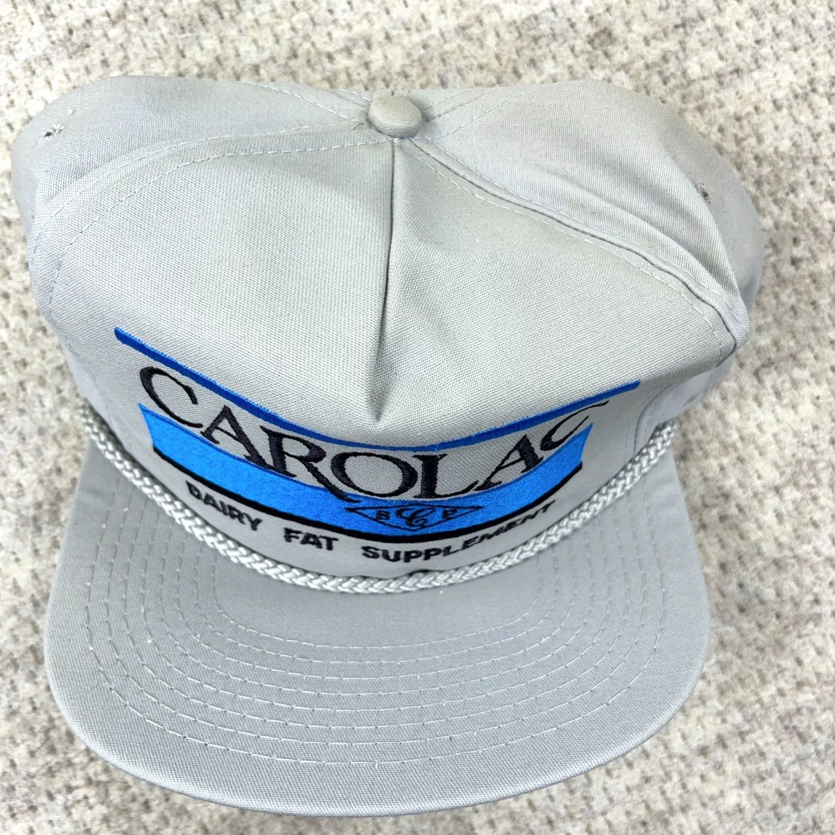 Roper VINTAGE Carolac Trucker Hat Cap Snapback Made In USA Rope 80s 90s Farm Dairy Gray Mens Size ONE SIZE - 3 Thumbnail