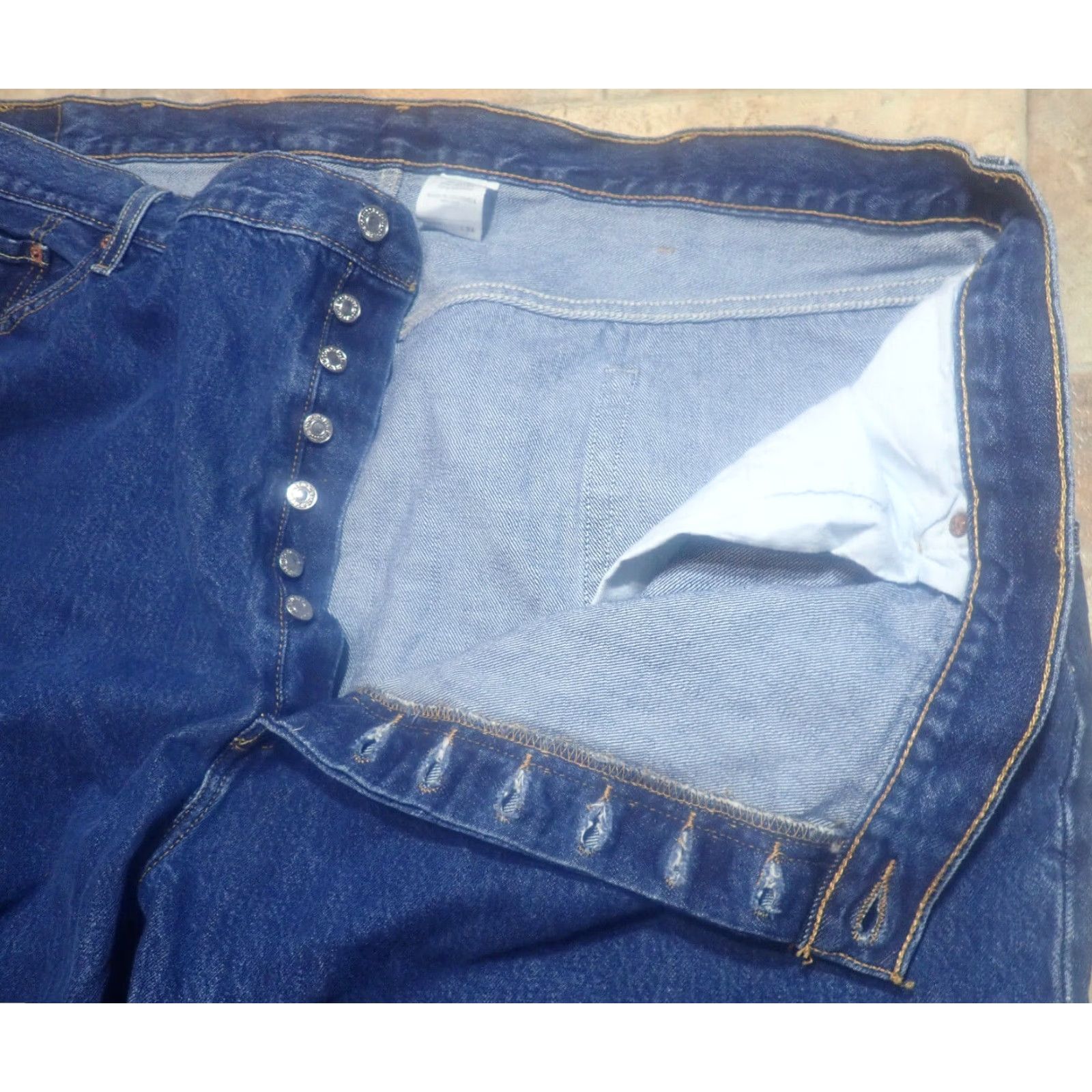 Levi's Levi's 501 Original Fit Jeans Big & Tall Adult Size 52x32 Regular High Rise Dark Blue Cotton Denim Men's Size US 36 / EU 52 - 6 Thumbnail
