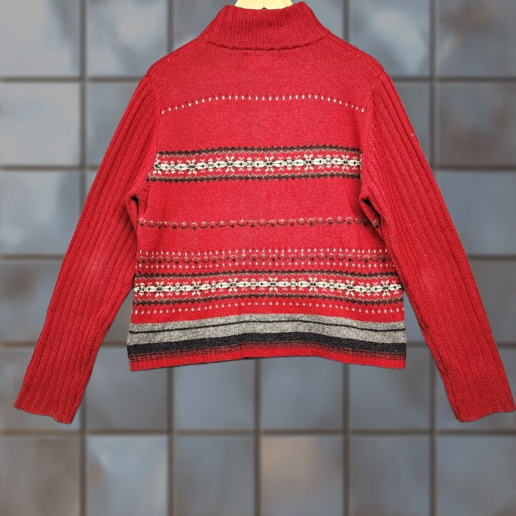 Eddie Bauer VINTAGE Eddie Bauer Sweater Cardigan Womens Large Red Fair Isle Wool Size L / US 10 / IT 46 - 1 Thumbnail