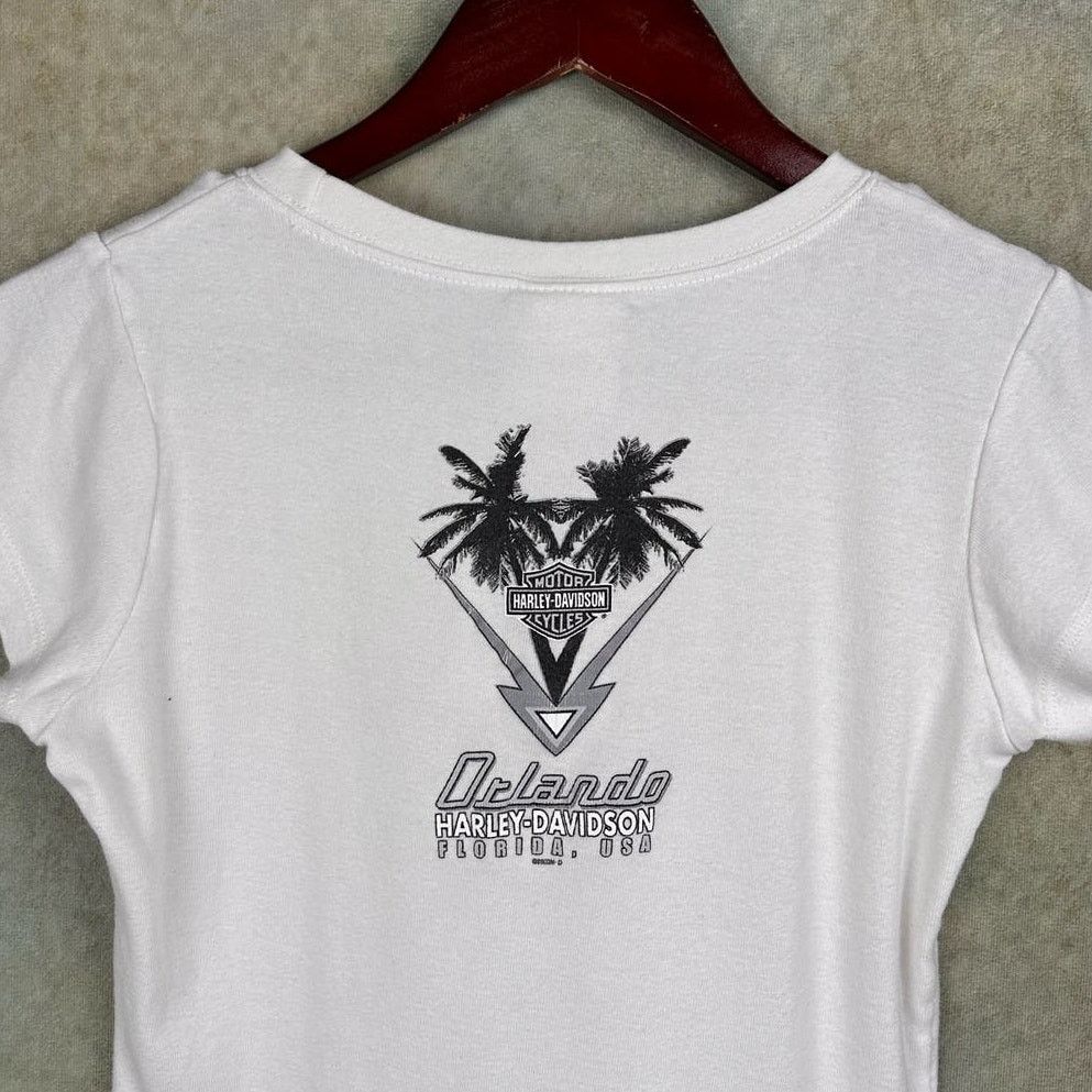 Harley Davidson × Vintage Vintage Y2K Harley Davidson T Shirt Sz M Baby Tee Biker Size M / US 6-8 / IT 42-44 - 5 Thumbnail