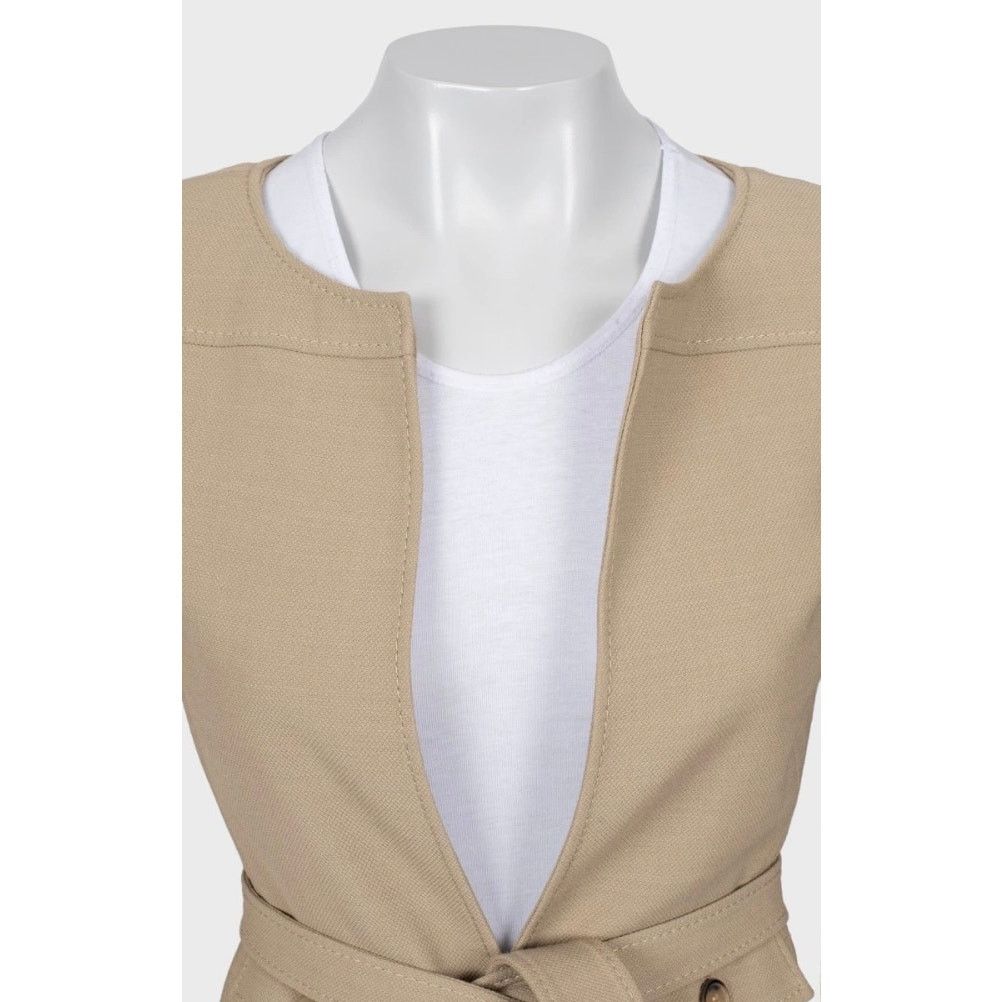 Valentino Valentino Beige Belted Jacket - Size US 4/S Size S / US 4 / IT 40 - 4 Thumbnail