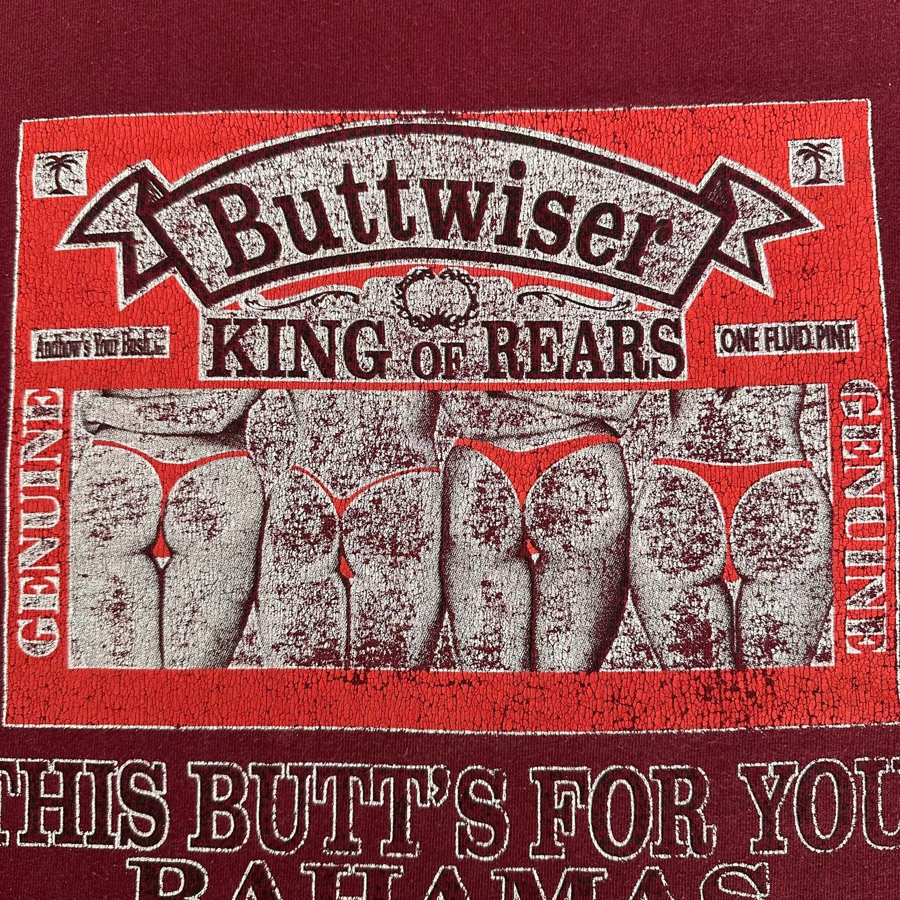 Vintage Vintage 90s Buttwiser King of Rears T-Shirt Budweiser Parody Size US L / EU 52-54 / 3 - 3 Thumbnail
