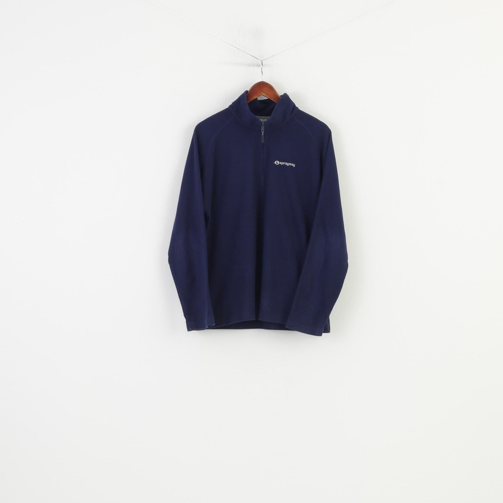 Vintage Sprayway Men L Fleece Sweatshirt Navy Zip Neck 10052 Size US L / EU 52-54 / 3 - 1 Thumbnail